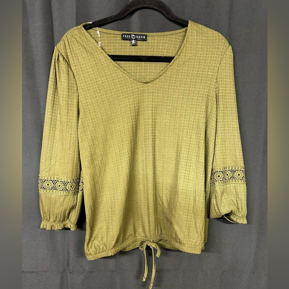 Fred David Mustard Women's Blouse with Lace Accents